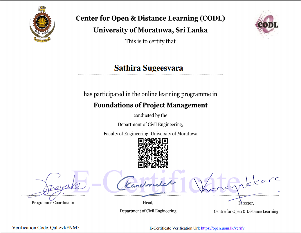 Foundations of Project Management Certificate